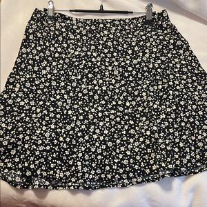 Reformation Black and Cream Floral Mini Skirt